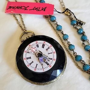 Betsey Johnson Long Watch Necklace 20"